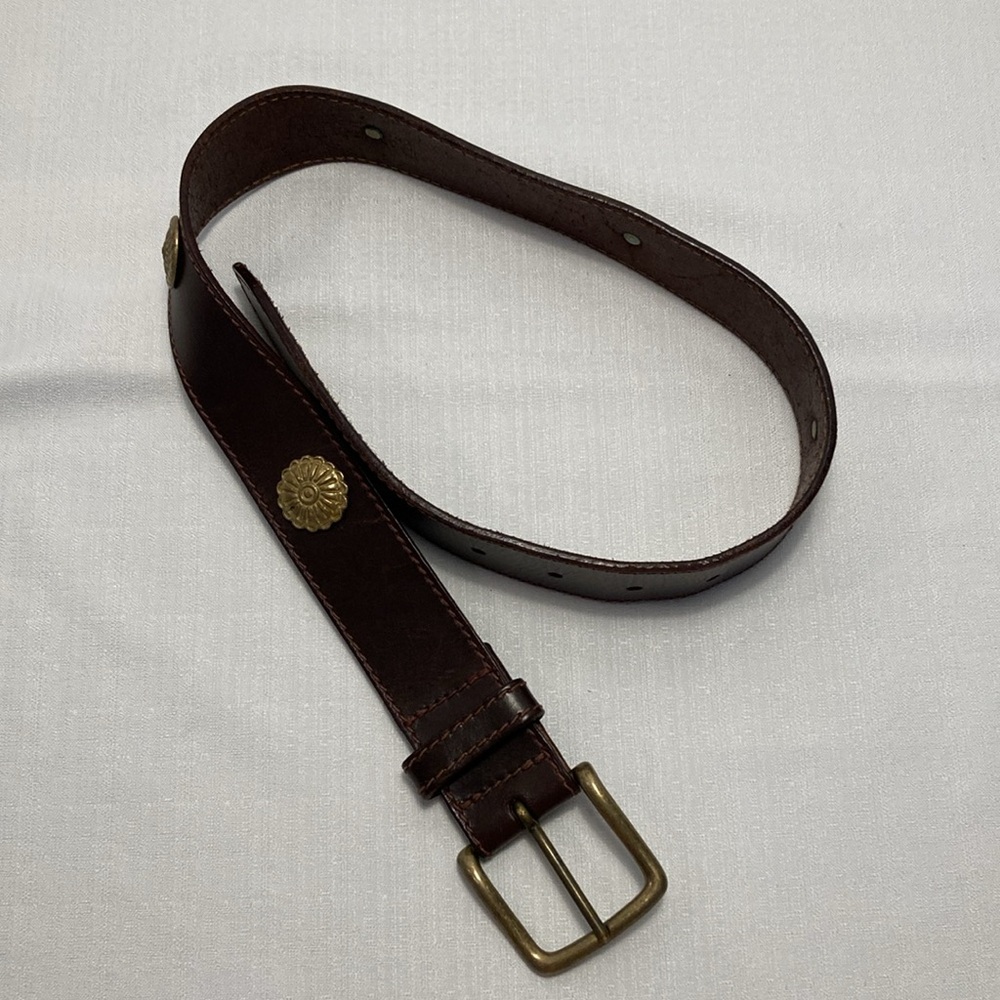 Banana Republic Womensβ Full Grain Leather Belt Brown S Brushed Gold Hardware